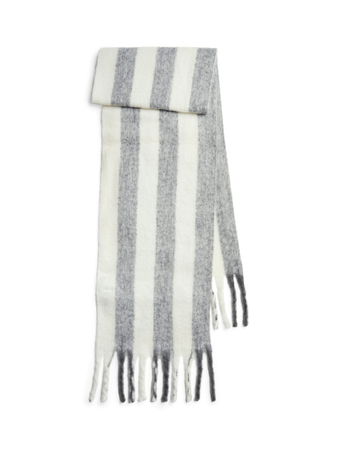 Pieces Striped Long Scarf in Grey