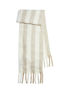 Pieces Striped Long Scarf in Taupe