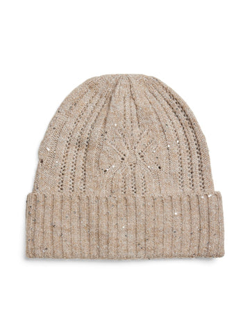 Pieces Sequin Detail Beanie in Taupe