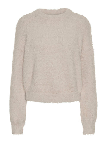 Pieces O-Neck Jumper in Taupe