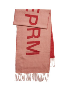 Pieces "Keep Warm" Printed Scarf in Red