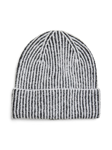 Pieces Striped Beanie in Black