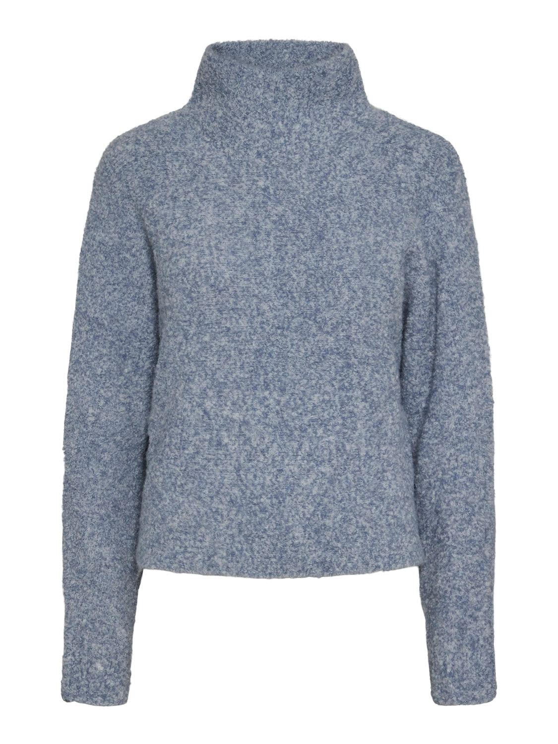 Pieces Knitted High Neck Bat Wing Jumper in Blue