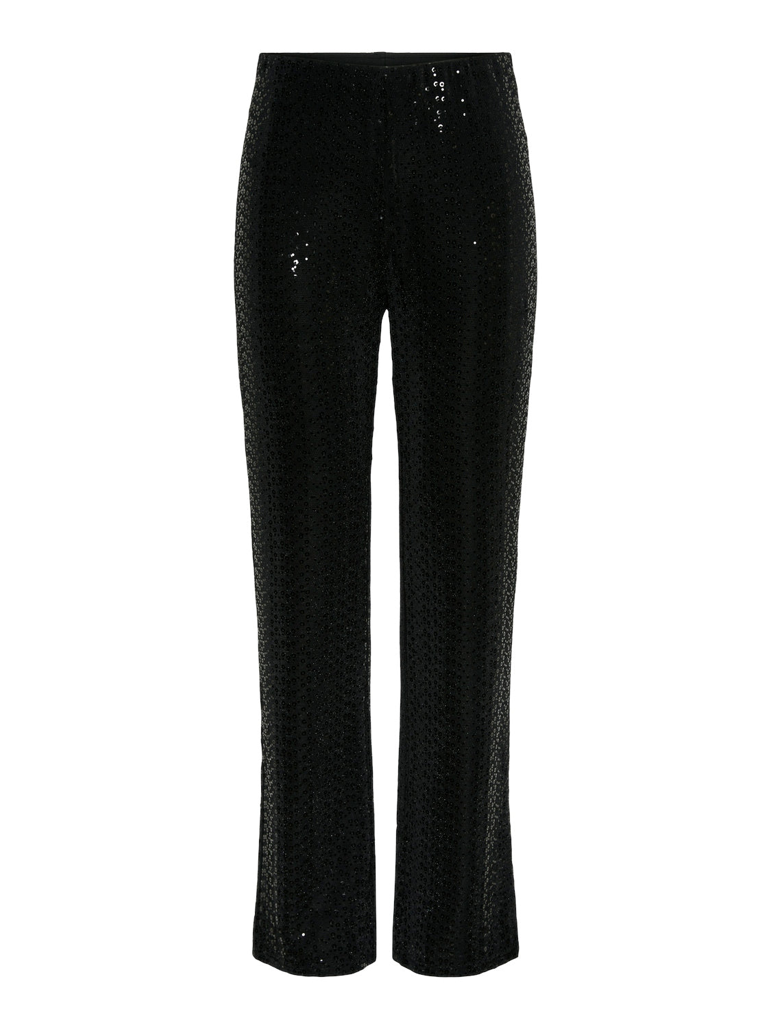 Pieces Straight Leg Sequin Trousers in Black