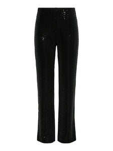 Pieces Straight Leg Sequin Trousers in Black