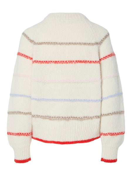 PIECES Multicolour Striped Knit Jumper in Cream