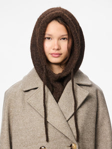 PIECES Knitted Balaclava in Brown