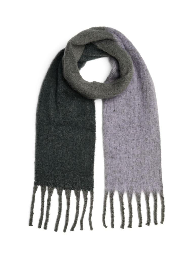 PIECES Block Colour Long Knit Scarf in Khaki Green