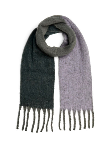 PIECES Block Colour Long Knit Scarf in Khaki Green