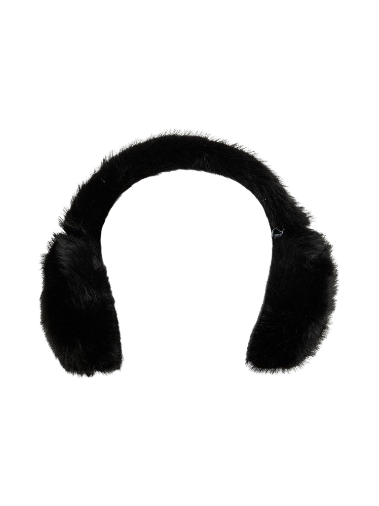 PIECES Faux Fur Earmuffs in Black