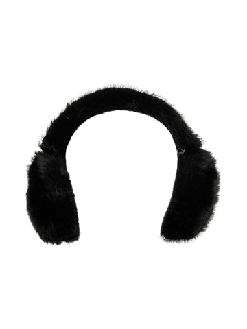 PIECES Faux Fur Earmuffs in Black