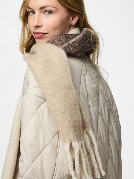 PIECES Block Colour Long Knit Scarf in Beige