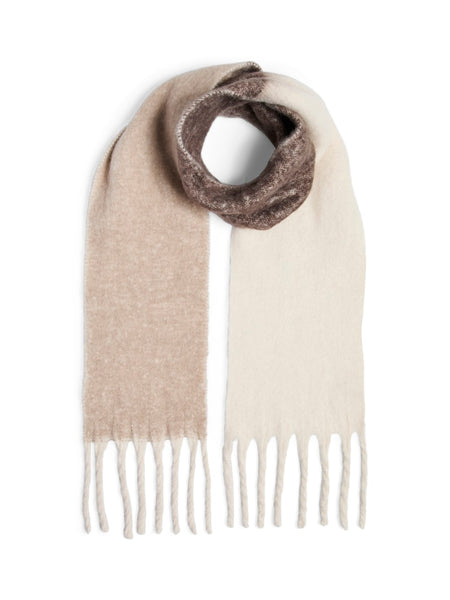 PIECES Block Colour Long Knit Scarf in Beige