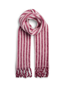 PIECES Striped Knit Scarf in Pink