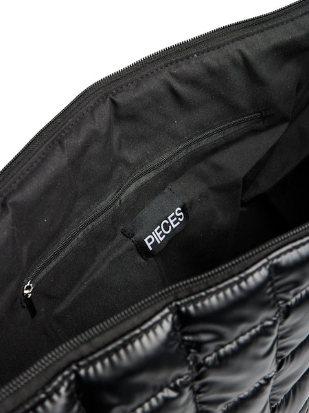 PIECES Large Coated Bum Bag in Black