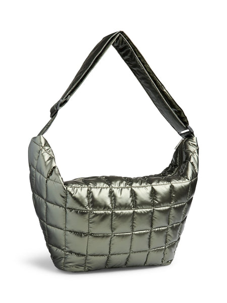 PIECES Large Metallic Bum Bag in Green