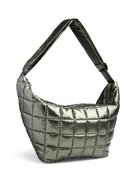 PIECES Large Metallic Bum Bag in Green