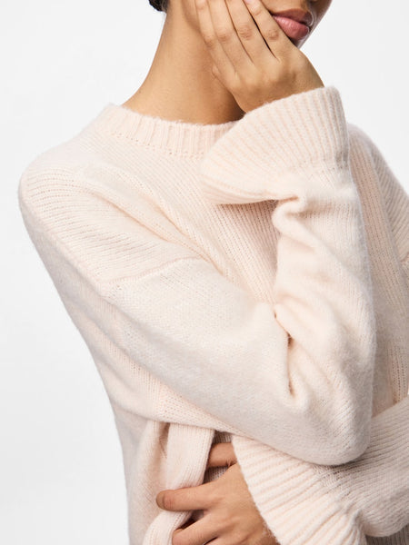 PIECES Frilled Cuff Knit Jumper in Pink