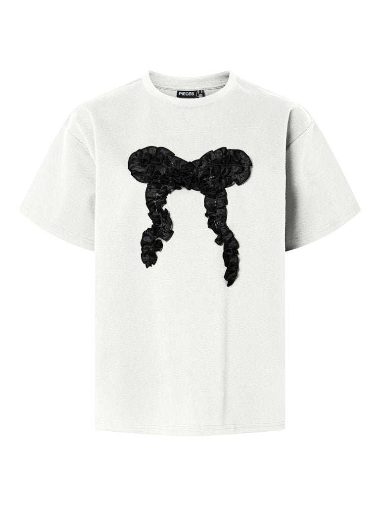 PIECES Oversized Bow T-Shirt in White