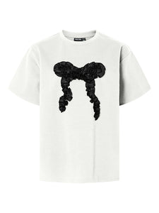 PIECES Oversized Bow T-Shirt in White