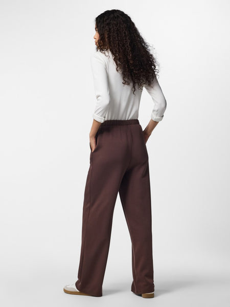 PIECES Wide Leg Scuba Joggers in Brown