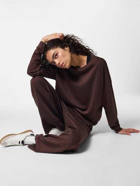 PIECES Long Sleeve Scuba Sweatshirt in Brown