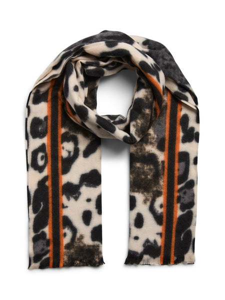 PIECES Animal Print Long Knit Scarf