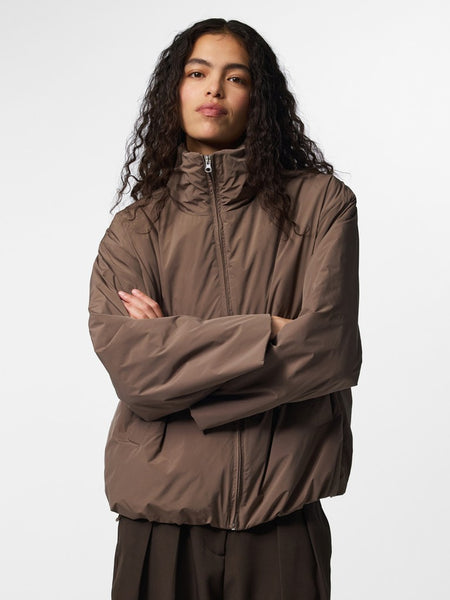 PIECES High Neck Jacket in Brown