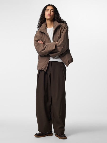 PIECES High Neck Jacket in Brown