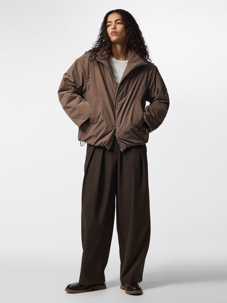 PIECES High Neck Jacket in Brown
