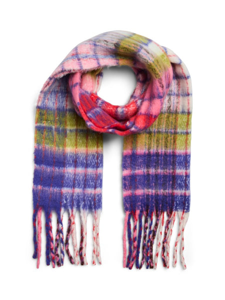 PIECES Long Checked Knit Scarf