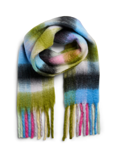 PIECES Long Checked Knit Scarf