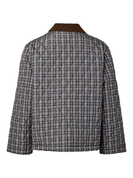 PIECES Checked Quilted Jacket in Green