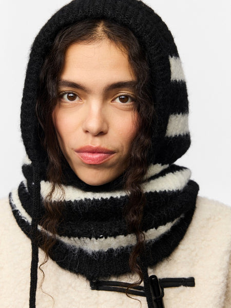 PIECES Striped Knit Balaclava