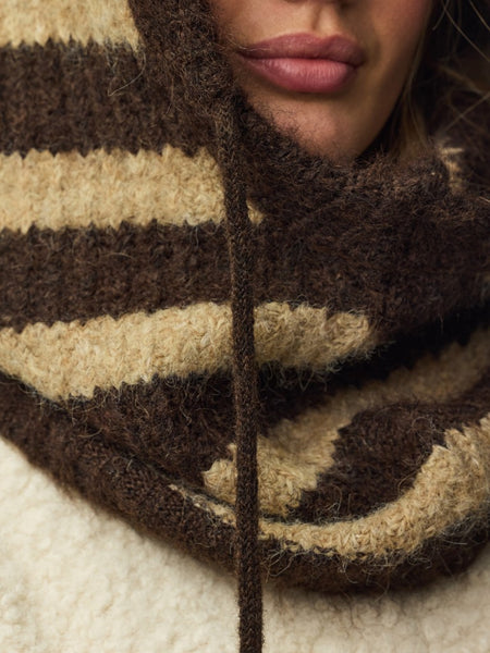 PIECES Striped Knit Balaclava