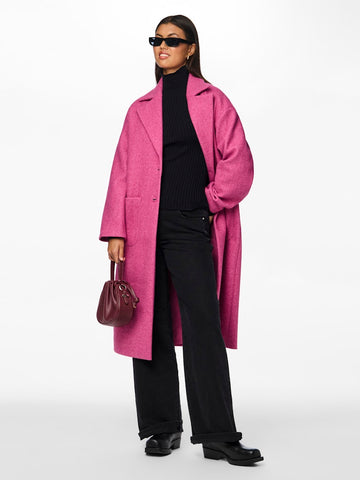 Pieces Long Coat in Pink