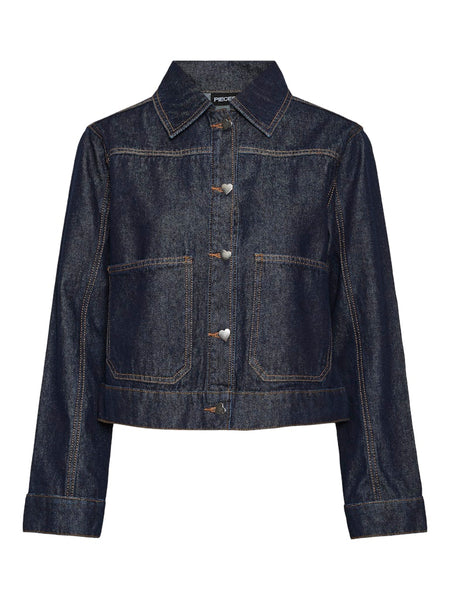 Pieces Denim Jacket in Dark Blue