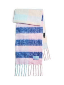 Pieces Checked Long Scarf in Bellwether Blue