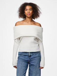 Pieces Off Shoulder Jumper in White