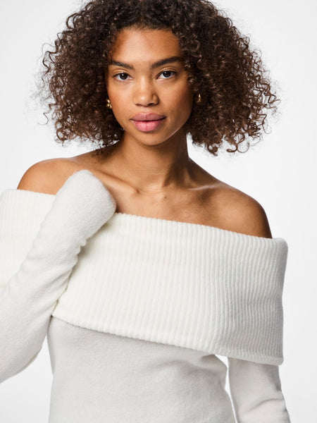 Pieces Off Shoulder Jumper in White