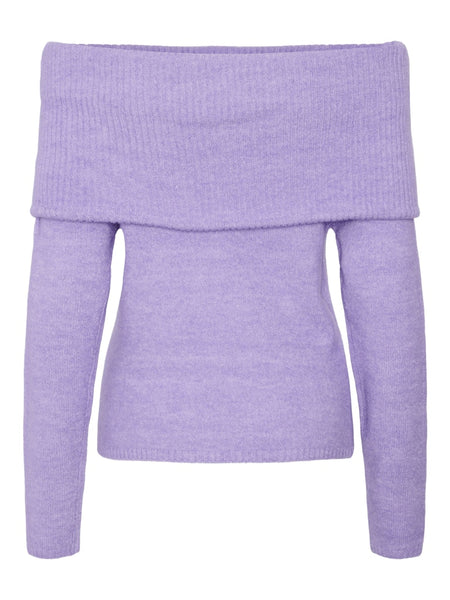 Pieces Off Shoulder Jumper in Lilac