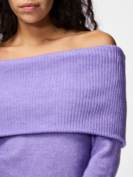 Pieces Off Shoulder Jumper in Lilac