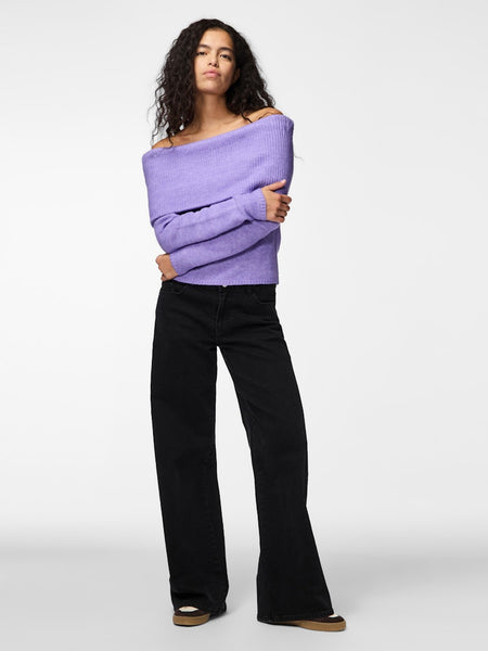 Pieces Off Shoulder Jumper in Lilac