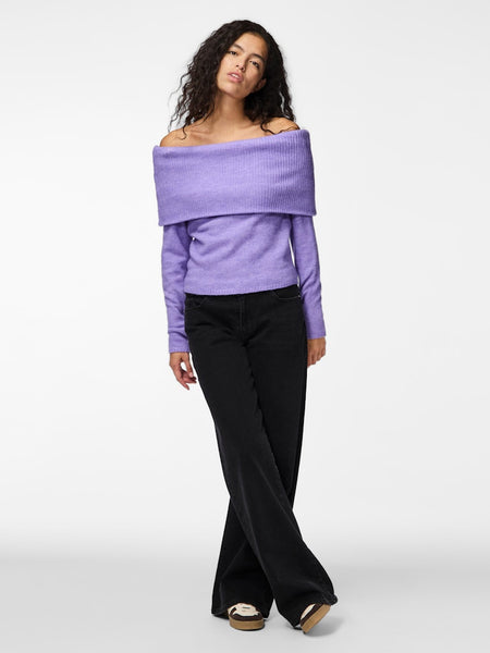 Pieces Off Shoulder Jumper in Lilac