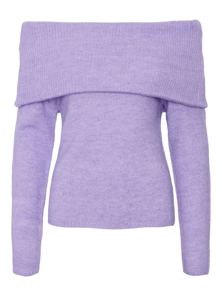 Pieces Off Shoulder Jumper in Lilac