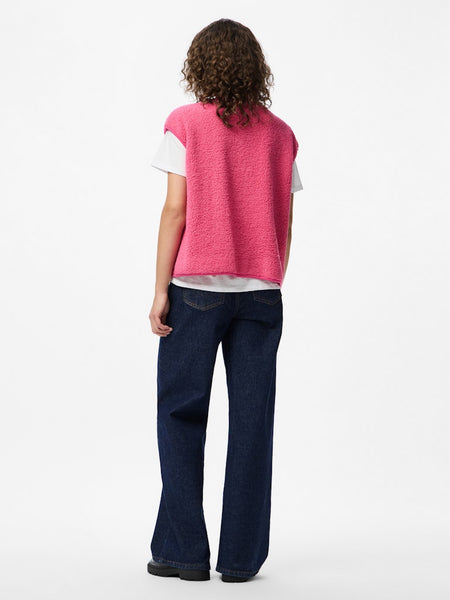 PIECES Teddy Gilet in Pink