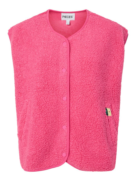 PIECES Teddy Gilet in Pink