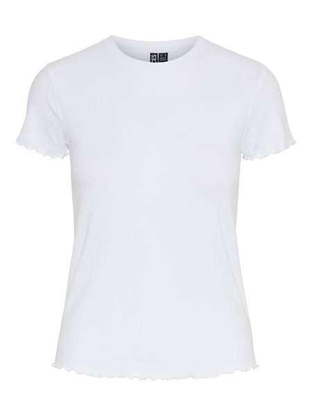 Pieces Ribbed T-Shirt in White