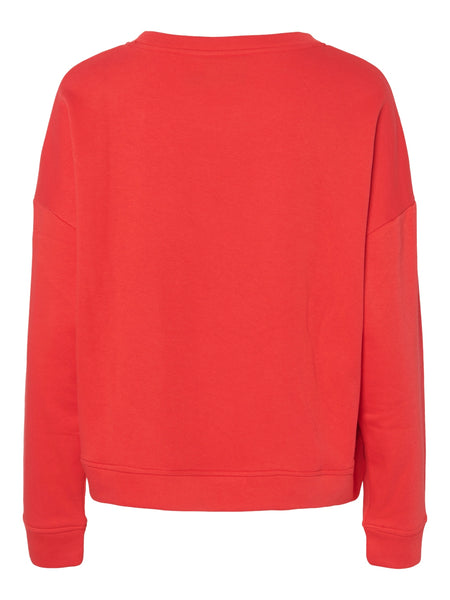 Pieces Round Neck Sweatshirt in Red