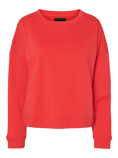 Pieces Round Neck Sweatshirt in Red